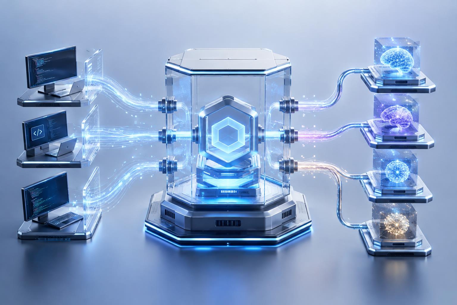 API中转站概念三维科技图